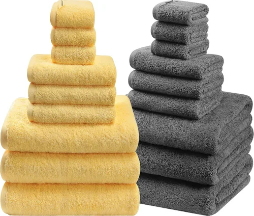 Vista 37 de SEMAXE Juego de toallas de baño familiar de 12 piezas - 100% algodón, 4 toallas de baño, 4 toallas de mano, 4 paños, ultrasuave y súper absorbente