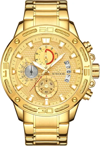 Vista 3 de Reloj cronógrafo de cuarzo de lujo para hombre acero inoxidable y metal resistente al agua informal con fecha