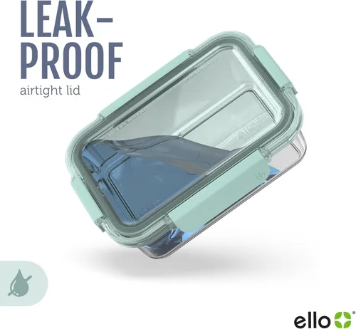 Vista 7 de Ello Color Lock Glass Meal Prep Sets Leak-Proof Glass Food Storage Containers with Airtight BPA-Free Plastic Lids, Dishwasher, Microwave, and
