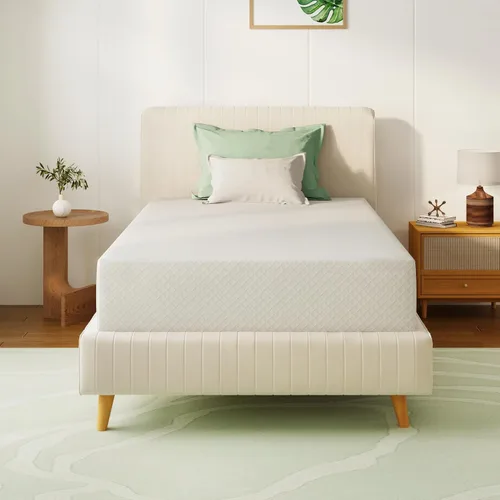 Vista 17 de Colchón individual de 5 pulgadas de espuma viscoelástica de té verde para un sueño fresco y alivio de la presión, sensación firme media, sin fibra