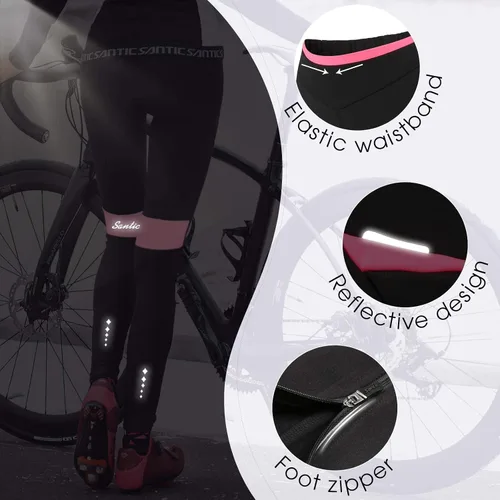 Vista 2 de Santic Winter Women's Cycling Pants 4D Padded Windproof Fleece Lined Bicycle Leggings