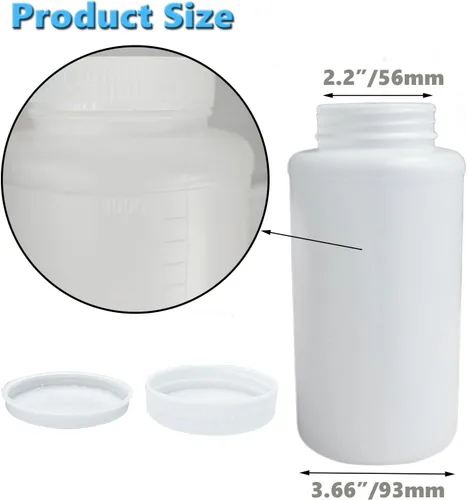 Vista 2 de Botella de muestra de plástico con tapas, contenedor de reactivo químico de laboratorio de boca ancha de 34 oz/33.8 fl oz, 10