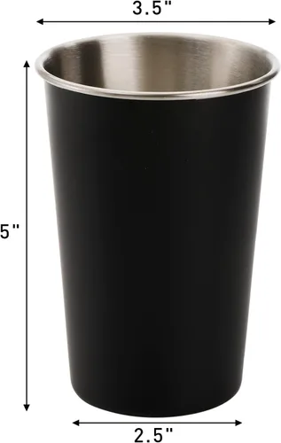 Vista 2 de Tosnail Paquete de 6 vasos de acero inoxidable de 16 onzas, vasos de metal irrompibles para niños, adultos
