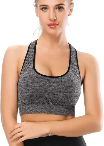 Vista 2 de TOBWIZU - Brasieres deportivos para mujer, soporte mediano, para yoga, gimnasio, ropa activa, brasier con bolsillo