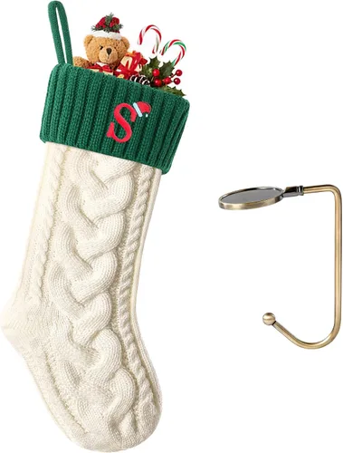 Vista 106 de Botas de Navidad personalizadas, iniciales personalizadas, 18 pulgadas, botas de Navidad tejidas con letras para colgar en la chimenea, botas