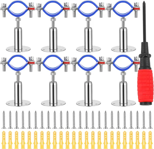 Vista 7 de Yaocom 8 soportes de tubo de montaje en pared de acero inoxidable 304, adecuado para diámetro exterior de 1-1/2 pulgadas (1.654-1.772 in), altura