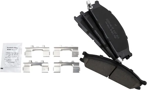Vista 4 de TRQ Kit de pastillas de freno delantero y rotor, kit químico de freno, pastillas de freno de cerámica compatible con Nissan D21 1986-1994 1999-2002