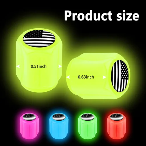 Vista 2 de 20 tapones fluorescentes para válvulas de neumáticos, tapones luminosos para válvula de aire de rueda de automóvil, accesorios de decoración