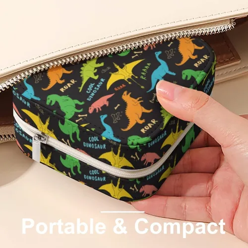 Vista 8 de Caja de almacenamiento de joyería T-rex para niñas, garabatos infantiles, dinosaurios, rugido, caja de almacenamiento para mujeres, organizador