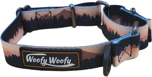 Vista 8 de Martingale - Collar de perro sin hebilla, a prueba de escapes, collar de perro de entrenamiento de seguridad, estampado de bosque, crepúsculo