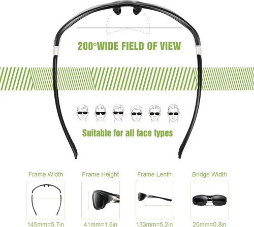 Vista 5 de Paquete de 3 lentes de sol deportivos polarizados para hombres, gafas de sol masculinas envolventes con protección UV para ciclismo, pesca