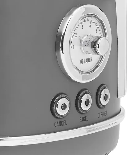 Vista 5 de Haden Chelsea - Tostadora de ranura ancha de 2 rebanadas con control de tostado ajustable, gris y cromado