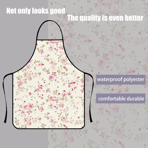 Vista 5 de Lindos delantales para mujer, delantales florales, delantales de cocina impermeables de poliéster para cocina, hornear, asar, pintura, aseo