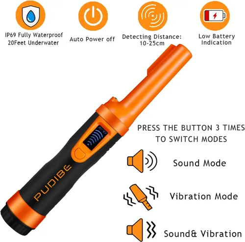 Vista 4 de Detector de Metales con Pantalla LCD Totalmente Impermeable Pinpoint Pinpointer - (Tres Modos) Buscador de Localización de Tesoros de 360°