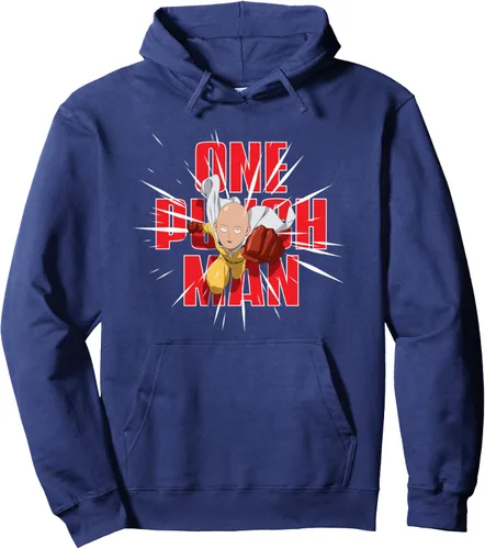 Vista 4 de One Punch Man Sudadera con capucha Saitama Punch Pose Anime Negro