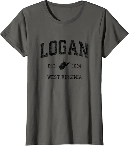 Vista 7 de Logan West Virginia WV - Camiseta deportiva clásica negra, Gris