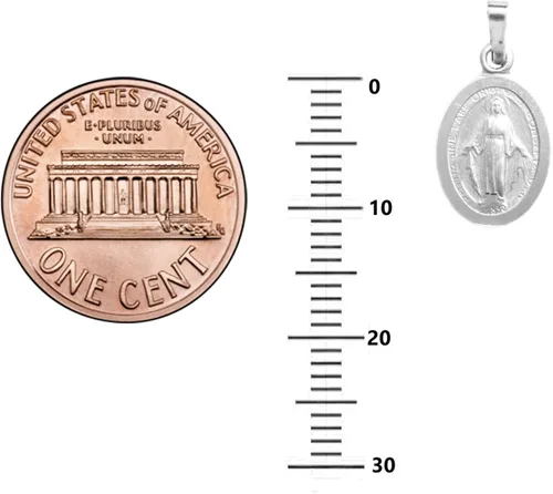 Vista 3 de Ritastephens Collar con colgante de plata de ley italiana con medalla milagrosa de la Virgen María latina (0.472in, 0.591in, 0.748in)