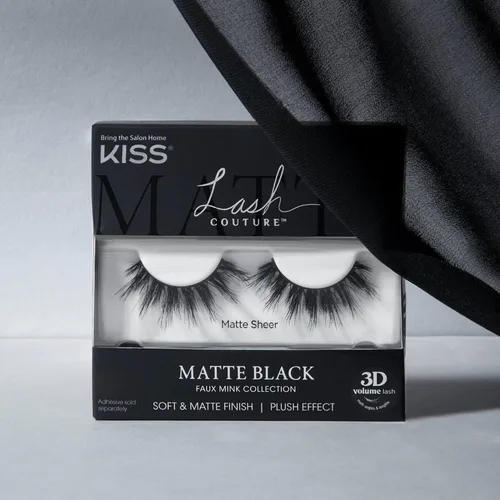 Vista 8 de Kiss Pestañas postizas de color negro mate, 0.630 in, incluye 1 par de pestañas, fáciles de aplicar, racimos de pestañas reutilizables
