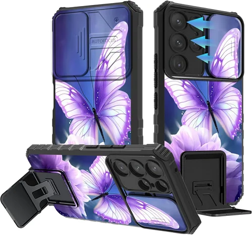 Vista 55 de Funda para Samsung Galaxy A13 5G/4G/A04S, Galaxy A13 5G con cubierta de cámara deslizante, funda de doble capa integrada con función atril
