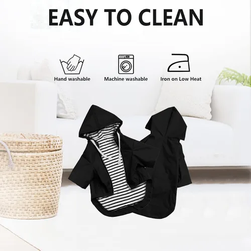 Vista 6 de Chaqueta impermeable para perros, impermeable, para razas pequeñas y medianas, cierre de cremallera, bolsillo de almacenamiento, agujero para arnés