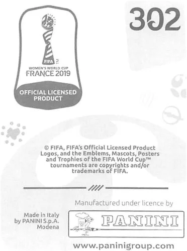 Vista 2 de 2019 Panini FIFA Women's World Cup France Album Stickers (Individual Sticker Only) Soccer #302 Amancay Urbani Argentina 2 Inch by 2 1/2 Inch