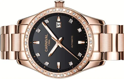 Vista 6 de TEINTOP Carnival Reloj mecánico automático para mujer con correa de acero inoxidable