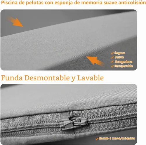 Vista 4 de TRENDBOX Pozo de pelotas de espuma viscoelástica de 35.4 x 35.4 x 13.8 pulgadas, equipo suave para piscina para niños pequeños, color negro