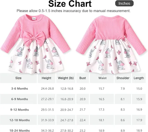 Vista 6 de PATPAT Baby Girl Dress Infant Girls Long Sleeve Baby Fall Winter Dress