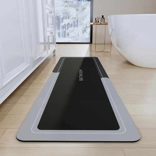 Vista 23 de Tapetes de baño antideslizantes de secado rápido, tapetes de baño de goma súper absorbentes para debajo de la puerta, tapetes de baño para baño, Azul
