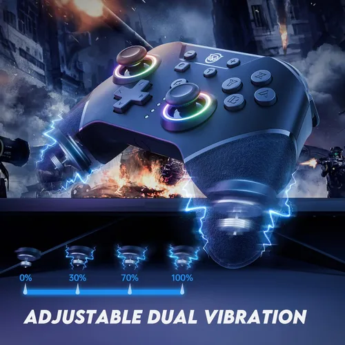 Vista 4 de NYXI Chaos swith controller with Hall Joystick, switch pro controller wireless for Nintendo SwitchLiteOLED, Hall Effect Controller with RGB Light