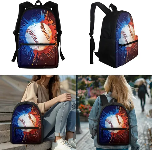 Vista 23 de FOR U DESIGNS Fuego baloncesto impreso niños escuela mochilas viaje mochila libro bolsa
