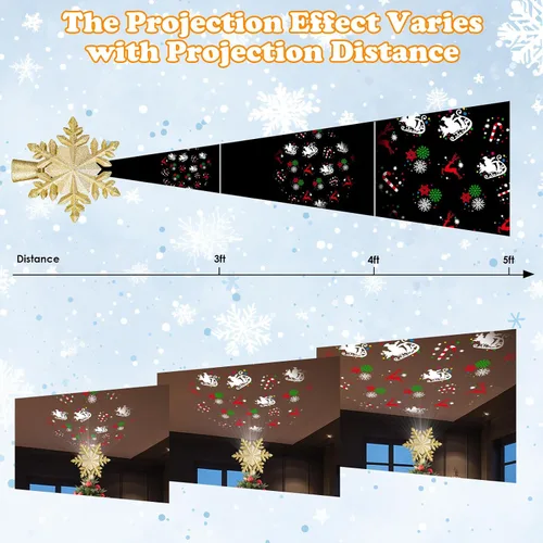 Vista 4 de Decoración para árbol de Navidad con luz de proyector, 6 efectos HD, purpurina 3D dorada para árbol de Navidad, luces de proyector de Navidad