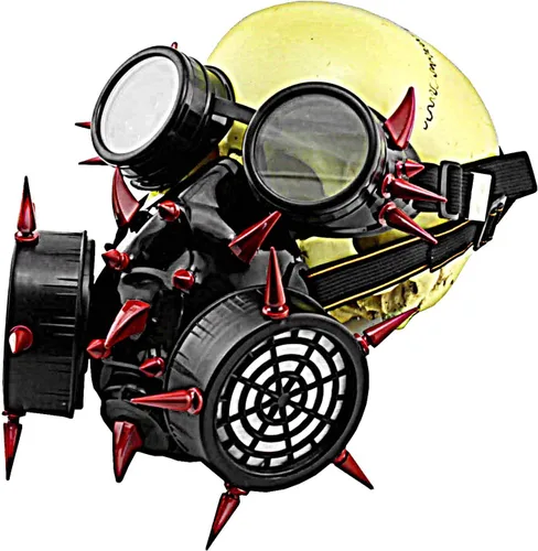 Vista 2 de Disfraz de máscara de gas para cosplay con pinchos de garra de metal rojo