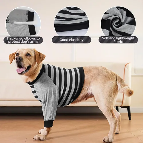 Vista 3 de FUAMEY Manga de recuperación para perros con protector de codo, camisa para perros para dejar de lamer las articulaciones, traje de manga larga