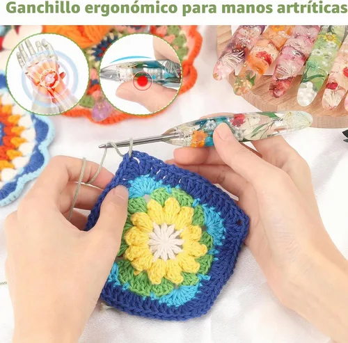 Vista 5 de Katech Gancho de ganchillo de 0.098 pulgadas para manos artríticas, ganchos de ganchillo ergonómicos de acero inoxidable pulido a mano con agarre