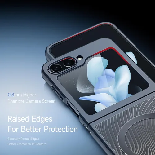 Vista 6 de Funda para Galaxy Z Flip 5 (2023), [protector de pantalla integrado] compatible con protección MagSafe a prueba de golpes, funda magnética mate