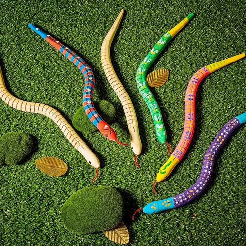 Vista 7 de BBTO 10 Piezas de Serpiente de Madera Serpiente Wiggly de Madera Sin Terminar Serpiente de Madera Articulable Flexible con Pintura de Acrílico de 12