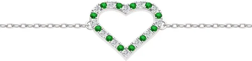 Vista 6 de Diamondere Pulsera de cadena de corazón de diamantes y piedras preciosas naturales y certificadas, en oro blanco de 14 quilates, pulsera de 0.34