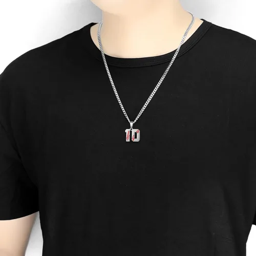 Vista 5 de HattiDoris Collar de número de béisbol para niño del 00 al 99 para atletas, collar de número de jersey de acero inoxidable, cadena chapada en oro