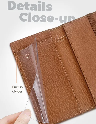 Vista 4 de Yarnic Funda para chequera personal, soporte para chequera con soporte para bolígrafo y divisor de plástico transparente integrado para cheques