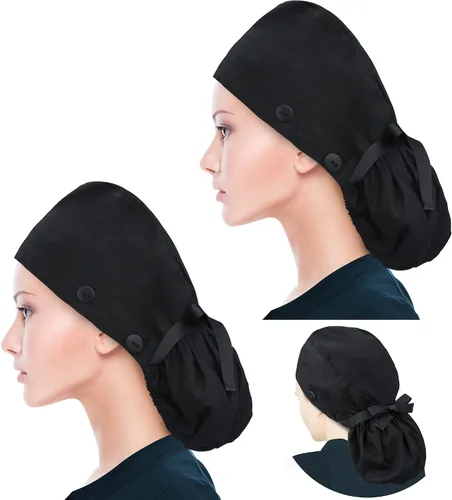 Vista 35 de Scrub Caps for Women Surgical Caps Nurse Hat Functional Ponytail Holder for Long Hair Single or Satin-Lined