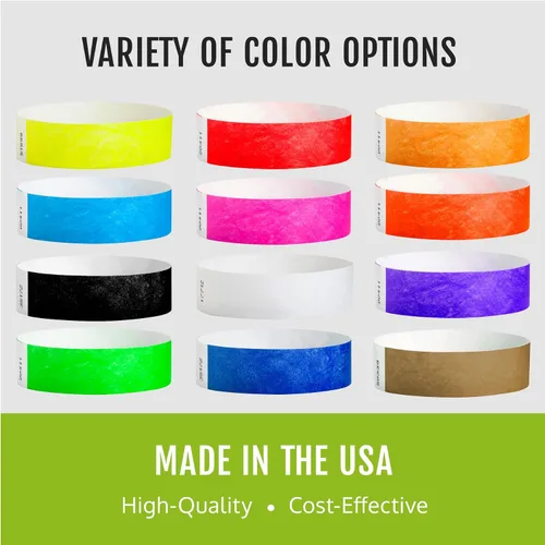Vista 6 de 300 pulseras Tyvek Wristco para eventos, paquete variado de 3 colores Variedad de 3