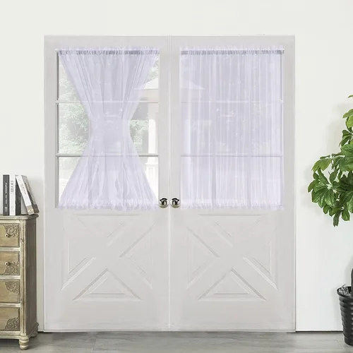 Vista 14 de Demetex Cortinas francesas para puerta delantera, juego de 2 paneles de cortina semitraslúcidos de lino para puerta delantera, pequeños