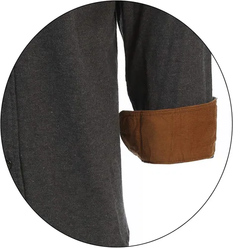 Vista 3 de Gioberti - Camisa a cuadros de franela cepillada de 100% algodón para hombre con contraste de pana Carbón vegetal