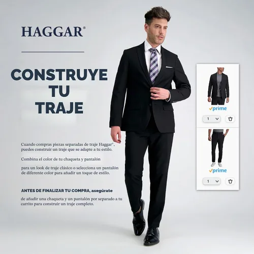 Vista 5 de Haggar Men's Classic Fit Smart Wash Suit Separate Pants & Jackets Negro