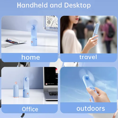 Vista 5 de AOCOOLFAN Ventilador de mano portátil, recargable por USB de 3 velocidades, ventilador de bolsillo pequeño personal de viaje para niñas y mujeres al