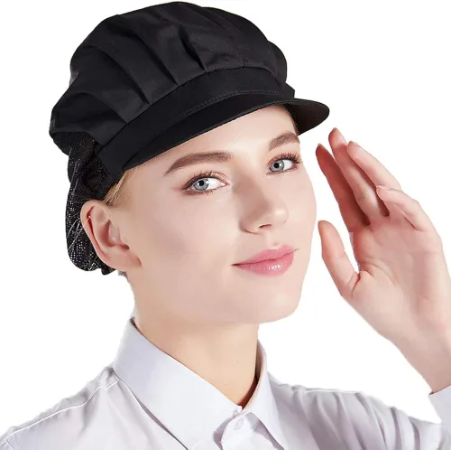 Vista 3 de Nanxson 3 piezas de sombrero de chef de cocina, gorra de chef de cocina, redes para el cabello CF9033