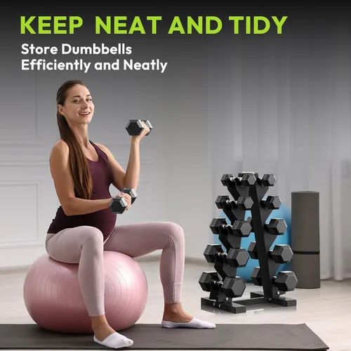Vista 8 de HANDBODE Dumbbell Rack A Frame Weight Rack Stand Dumbbell Weight Storage for Home Gym, Space-Saving Weight Stand for Home Gym