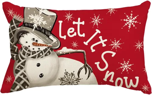 Vista 9 de AVOIN colorlife Funda de almohada de Navidad de invierno, diseño de lunares, muñeco de nieve I Smell, color negro nieve, 12 x 20 pulgadas