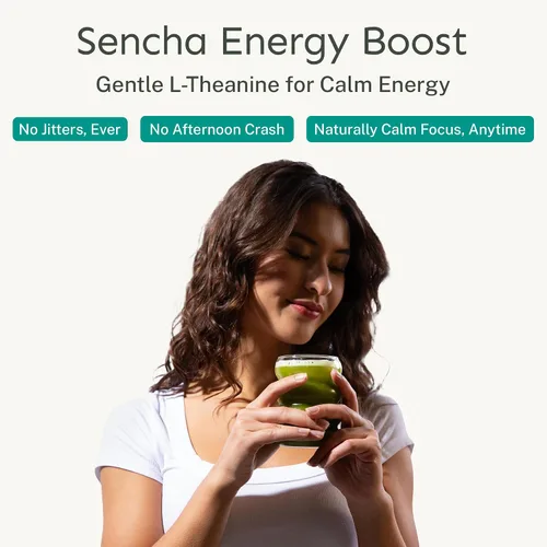 Vista 6 de Yu Tea Organic Sencha Green Tea Powder, 100 porciones, rico en antioxidantes, EGCG y L-teanina, hoja japonesa pura de la primera cosecha, baja